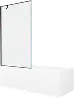 Wanny - Mexen Cubik wanna prostokątna 170 x 70 cm z obudową i parawanem 1-skrzydłowym 100 cm, czarny wzór - 550317070X9510007070 - miniaturka - grafika 1