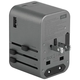 ENERGEA ład. siec. 1xUSB+2xUSB-C PD-PPS-QC 3.0 65W 1A2C adapter 4w1 US/UA/EU/UK szary/gunmetal Travelworld Adapter GaN65W - Ładowarki do telefonów - miniaturka - grafika 5