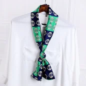 Krawaty i muchy męskie - SZAL CHUSTA z nadrukiem damska długa CHUSTKA elegancka APASZKA jak krawat - miniaturka - grafika 1