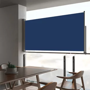 vidaXL Wysuwana markiza boczna na taras, 80 x 300 cm, niebieska vidaXL - Pawilony ogrodowe - miniaturka - grafika 1
