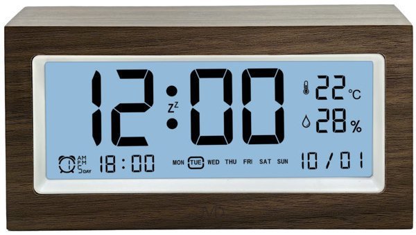 JVD Budzik SB2896 cyfry 3 cm, 3 alarmy, termometr
