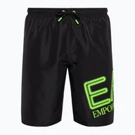 Sport OUTLET - Szorty kąpielowe męskie EA7 Emporio Armani Water Sport Logo Bermuda nero/fluo lime - miniaturka - grafika 1