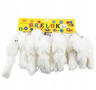 Breloki - BIAŁY BRELOK FUTRZANY ZAWIESZKA DO KLUCZY PLECAKA TOREBKI ZESTAW 12SZT - miniaturka - grafika 1