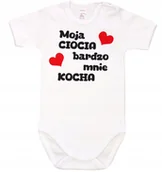 Body dla niemowląt - BODY NAPIS KR nadruk MOJA CIOCIA BARDZO MNIE KOCHA r 68 KLEKLE - miniaturka - grafika 1
