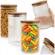 Pojemniki kuchenne - POJEMNIK NA ŻYWNOŚĆ KAWĘ HERBATĘ MAKARON 1000 ML ZESTAW 3x SŁOJE Z POKRYWKĄ - miniaturka - grafika 1