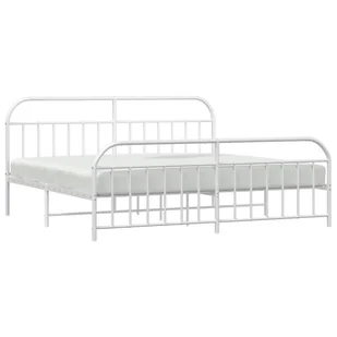 Metalowa rama łóżka z wezgłowiem i zanóżkiem, biała, 200x200 cm Lumarko! - Inne meble do sypialni - miniaturka - grafika 5