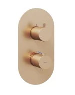 Baterie wannowe i prysznicowe - Ravak Espirit - Podtynkowa bateria termostatyczna, na 3 urządzenia, szczotkowane różowe złoto X070363 - miniaturka - grafika 1