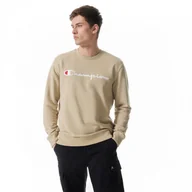 Koszulki sportowe męskie - Męska bluza dresowa nierozpinana bez kaptura Champion Legacy Crewneck Sweatshirt - beżowa - CHAMPION - miniaturka - grafika 1