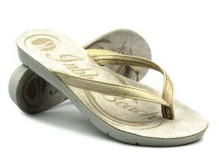 Japonki damskie z błyszczącym paskiem - INBLU VELA, beżowe - Inblu - Klapki i japonki damskie - miniaturka - grafika 1