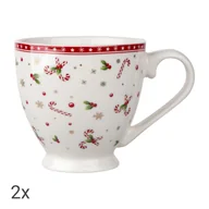 Kubki - Porcelanowe Filiżanki Jumbo świąteczna choinka Altom, 2 sztuki, czerwona girlanda - miniaturka - grafika 1