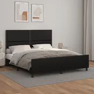Łóżka - Lumarko Rama łóżka z zagłówkiem, czarna, 180x200 cm, sztuczną skórą - miniaturka - grafika 1