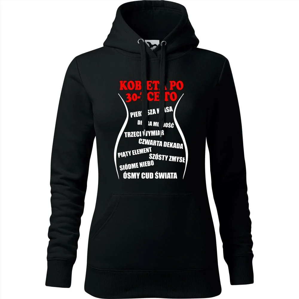 Damska Bluza Z Kapturem - Kobieta Po 30-tce To... Czarny 2xl