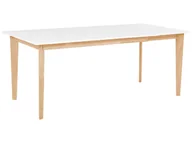 Stoły - Beliani Stół do jadalni rozkladany 140/180 x 90 cm biały z jasnym drewnem SOLA - miniaturka - grafika 1