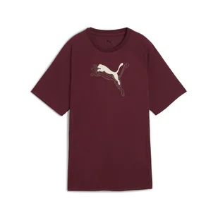 Damska koszulka Evostripe o luźnym kroju z grafiką PUMA Ruby Shimmer Red - Koszulki sportowe damskie - miniaturka - grafika 1