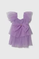 Sukienki i spódniczki dla dziewczynek - Pinko Up sukienka dziecięca kolor fioletowy mini rozkloszowana - miniaturka - grafika 1