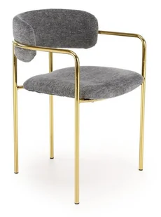 Krzesło z podłokietnikami K537 szare na złotym stelażu - Krzesła Krzesło z podłokietnikami K537 szare na złotym stelażu - Krzesła - miniaturka - grafika 1