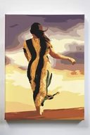 Malowanie po numerach - Spacer po pustyni, piasek, wiatr, kobieta, sukienka, malowanie po numerach - miniaturka - grafika 1