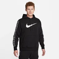 Moda i Uroda OUTLET - Nike NSW Repeat SFlc Po Hood BB Czarny/Czarny/Biały XL - miniaturka - grafika 1