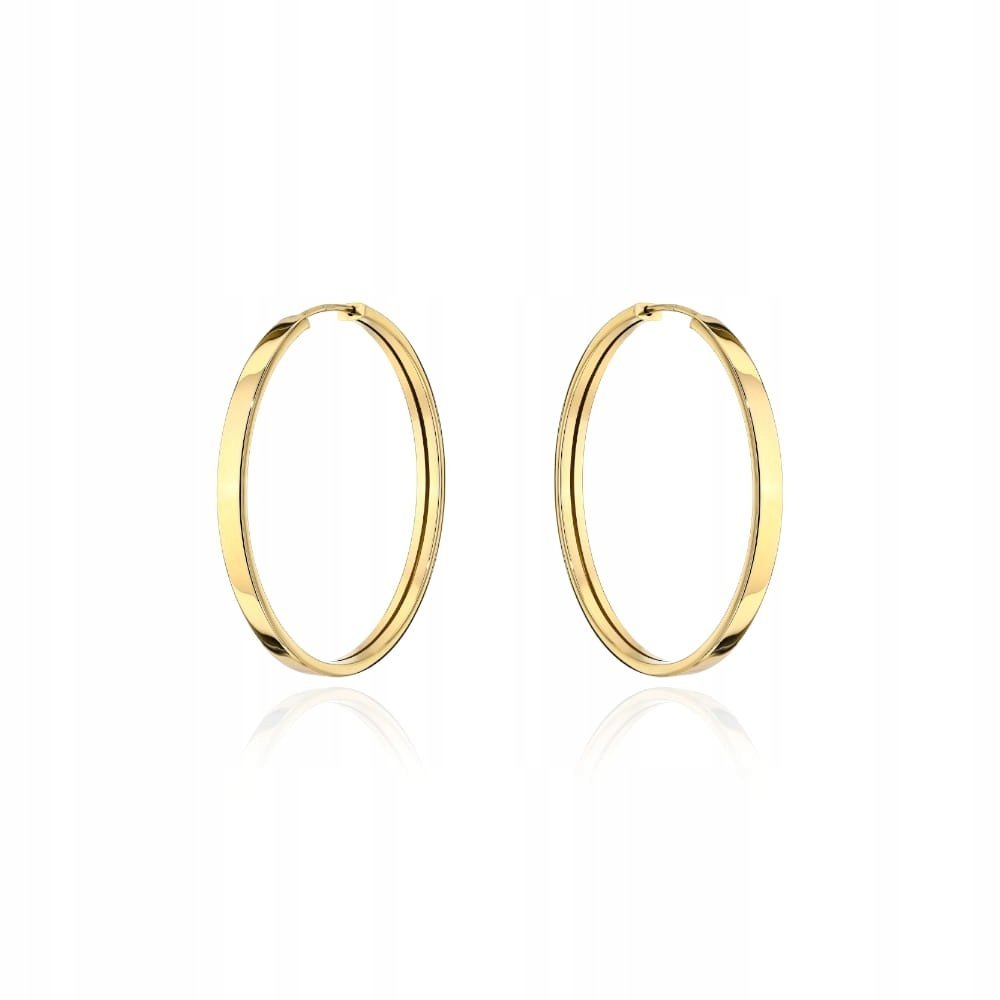 Kolczyki złote SZEROKIE koła 585 Błyszczące kółka 23mm na Kreolu 1,33g