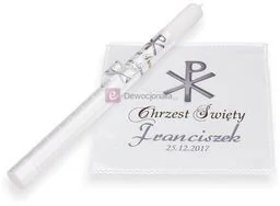 Zestaw do Chrztu z MEDALIKIEM i monogramem CHRYSTUSA - srebro - Pamiątka Chrztu Świętego - miniaturka - grafika 1