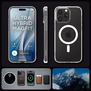 Etui do iPhone 15 Pro Max Spigen Ultra Hybrid MagFit do MagSafe obudowa ochronna na telefon White + Szkło - Etui i futerały do telefonów - miniaturka - grafika 3