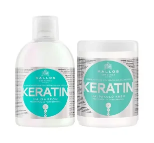 KALLOS KJMN KREATIN ZESTAW DO PIELĘGNACJI WŁOSÓW SZAMPON + MASKA - Maski do włosów - miniaturka - grafika 1