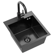 Zlewozmywaki z baterią - MYQ LEO 10 S LEO10SBS3 + Bateria GANGES GAN000BS3 Czarny - miniaturka - grafika 1