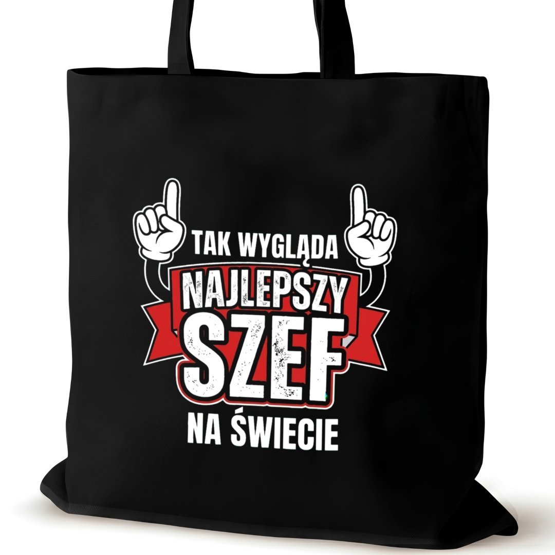 Torba bawełniana czarna dla SZEFA na ramię zakupowa śmieszna tak wygląda