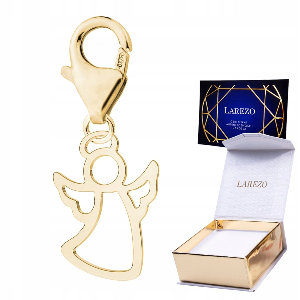 ZAWIESZKA ZŁOTA Wisząca z Aniołem Anioł Aniołek Stróż Pozłacana SREBRO 925