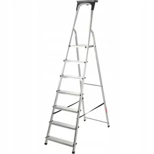 Drabina aluminiowa z podestem, 7 stopni, 125 kg - Drabiny - miniaturka - grafika 1