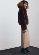 Spódnice - MANGO - Spódnica ołówkowa garniturowa brązowy - S - Kobieta - miniaturka - grafika 1