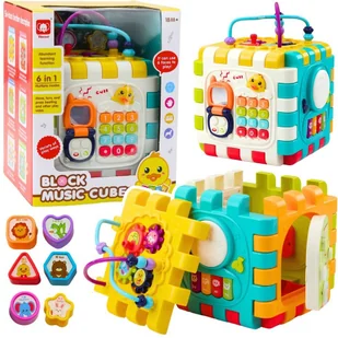 Kostka Edukacyjna Muzyczna Interaktywna Dla Malucha 6w1 LEAN Toys - Zabawki interaktywne dla dzieci - miniaturka - grafika 1