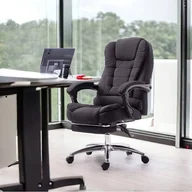 Fotele i krzesła biurowe - Fotel obrotowy BOSS z podnóżkiem - czarny MATERIAŁ KO22CZ-MAT - miniaturka - grafika 1