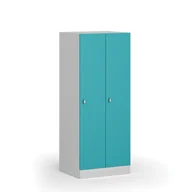 Szafki biurowe - Szafka ubraniowa obniżona, 2 schowki, 1500 x 600 x 500 mm, zamek obrotowy, drzwi zielone - miniaturka - grafika 1