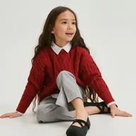 Swetry dla dziewczynek - Reserved - Szenilowy sweter - Czerwony - miniaturka - grafika 1