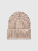 Czapki damskie - 4F Czapka zimowa z dodatkiem wełny damska - beżowa Uniwersalny - miniaturka - grafika 1