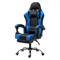 Fotele - Fotel do gier z masażem czarny/niebieski ze skóry PU ML-Design - miniaturka - grafika 1