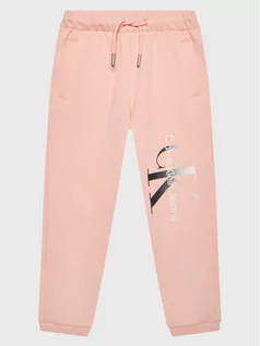 Spodnie i spodenki dla dziewczynek - Calvin Klein Jeans Spodnie dresowe Gradient Monogram IG0IG01697 Różowy Relaxed Fit - grafika 1