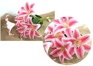 Sztuczne kwiaty - Bukiet LILIA 3D print wys. 60 cm 5 łodyg (5 kwiatów 20 cm) RÓŻOWA - miniaturka - grafika 1