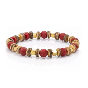 Bransoletka koraliki w kolorze bordowo-złoty EM 10 - EM Men's Accessories - Bransolety męskie - miniaturka - grafika 1