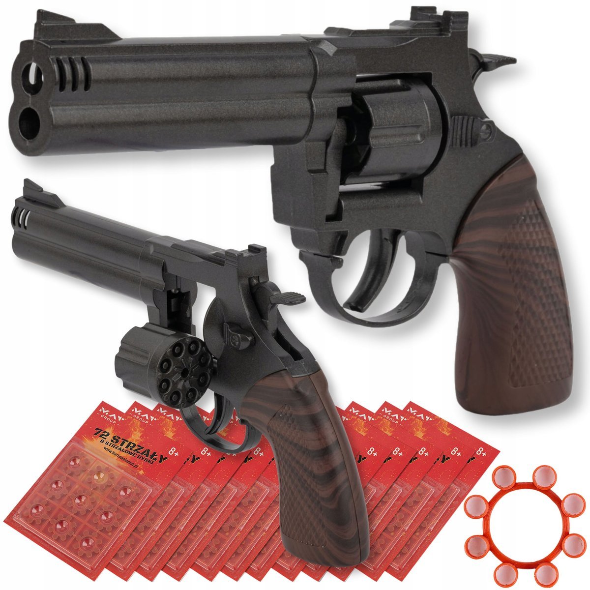 Metalowy pistolet na kapiszony rewolwer spłonka zestaw 12 sztuk 864 strzały
