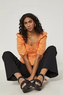 Bluzki damskie - Medicine bluzka bawełniana damska kolor pomarańczowy gładka - grafika 1