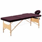 Stoły i łóżka do masażu - VidaXL Składany stół do masażu, 3 strefy, drewniany, fioletowy - miniaturka - grafika 1