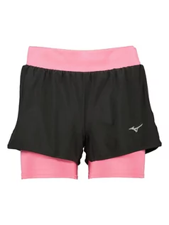 Spodnie sportowe damskie - Mizuno Szorty sportowe "2in1" w kolorze jasnoróżowo-czarnym - grafika 1