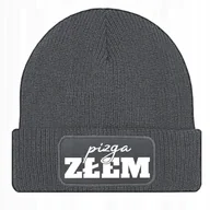 Czapki damskie - Czapka Jesienna Bawełniana ZIMOWA Szara Beanie PIZGA ZŁEM Na Prezent Wzory - miniaturka - grafika 1