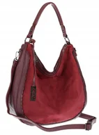 Torebki damskie - Torebka damska shopper worek zamsz A4 elegancka lekka torba CC6632 Bordowa - miniaturka - grafika 1