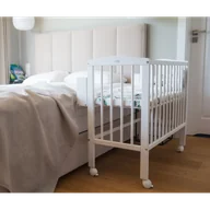 Łóżeczka i kojce - Łóżeczko dostawne 2w1 + materac BIAŁE - miniaturka - grafika 1