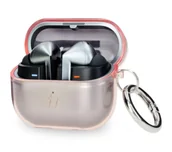 Akcesoria do słuchawek - Bizon Elastyczne z karabińczykiem do Samsung Galaxy Buds 3/3 Pro Przezroczysto-różowy - miniaturka - grafika 1