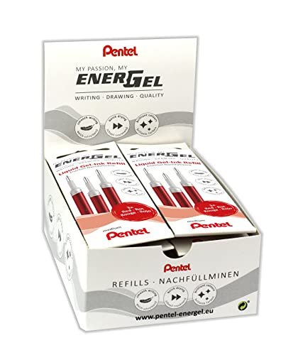Pentel LR7-3B wkład do pióra EnerGel 0,7 kulka = 0,35 mm grubość kreski, jednostka opakowania = 12 x 3 sztuki, czerwony