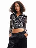 Koszule damskie - Desigual Koszula Lettering 23SWTKBZ Czarny Slim Fit - miniaturka - grafika 1